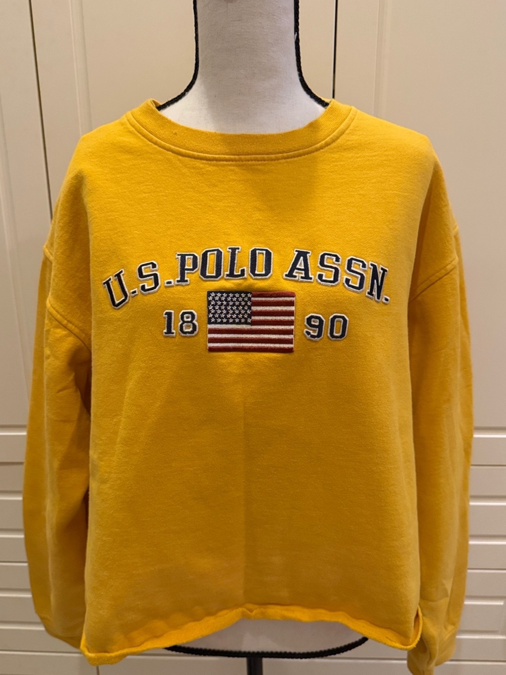 U.S. Polo Assn. Yellow Crewneck Sweatshirt with Flag Embroidery